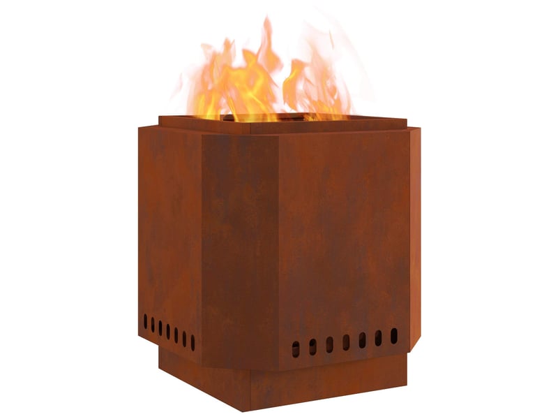  Brasero exterieur, foyer sans fumée rouillé 48x48x51 cm acier patiné shl93520  - Conforama C