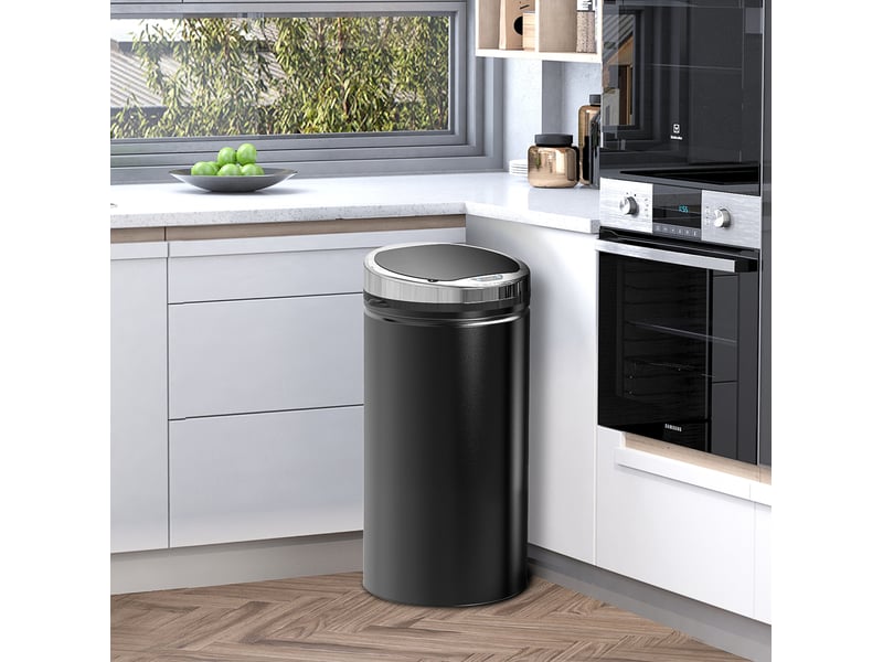 Poubelle automatique 30,5x30,5x68 cm – noire – capteur infrarouge, couvercle sans contact, capacité 42 l - Conforama B