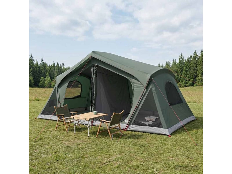  Tente de camping, tente cabane vert armée 10 personnes polyester et acier  - Conforama B