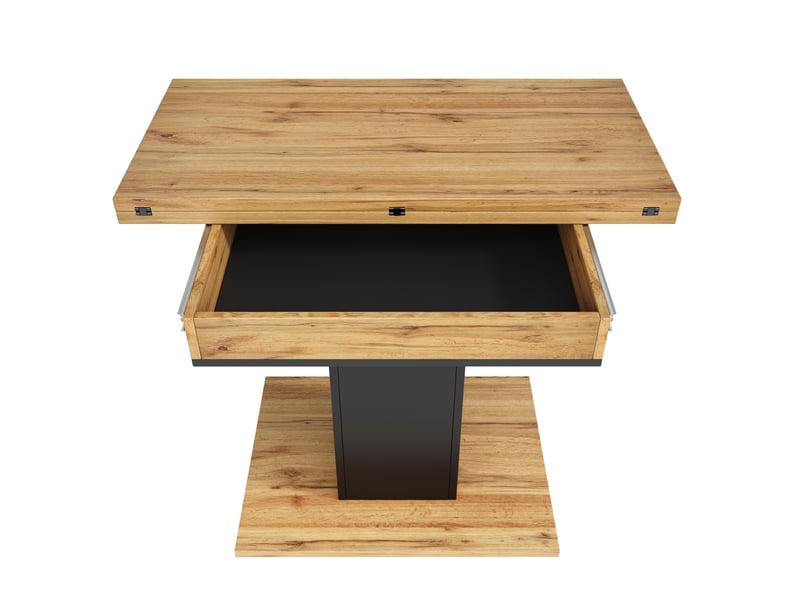  Table à manger carré extensible avec rangement 120x120 cm en mdf coloris naturel  - Conforama E