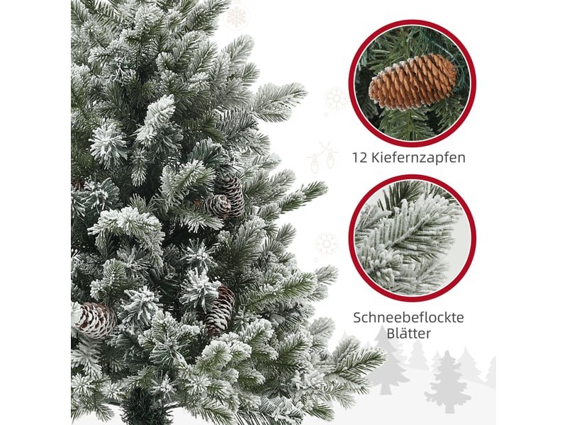 Sapin de noël enneigé avec pommes de pin, ignifugé, stable, ø60 x 100 cm (h), vertor  - Conforama E