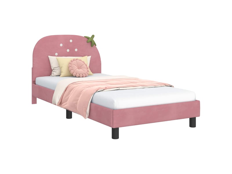  Cadre de lit pour enfants - lit jeune avec tête de lit rose 80 x 200 cm  - Conforama A