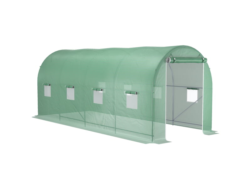  Serre tunnel 500x200x205 cm structure en métal verte  - Conforama A