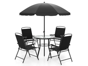 Ensemble de jardin 6 pièces avec parasol 80 x 71 cm confortable et pratique style moderne en métal noir 20_0011895