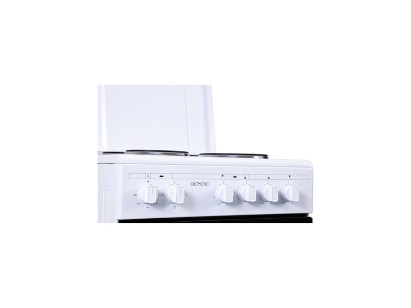  Cuisiniere electrique 4 plaques 48 l 6800 w blanc 6 niveaux de puissance four OCEACE4F5060W - Conforama C