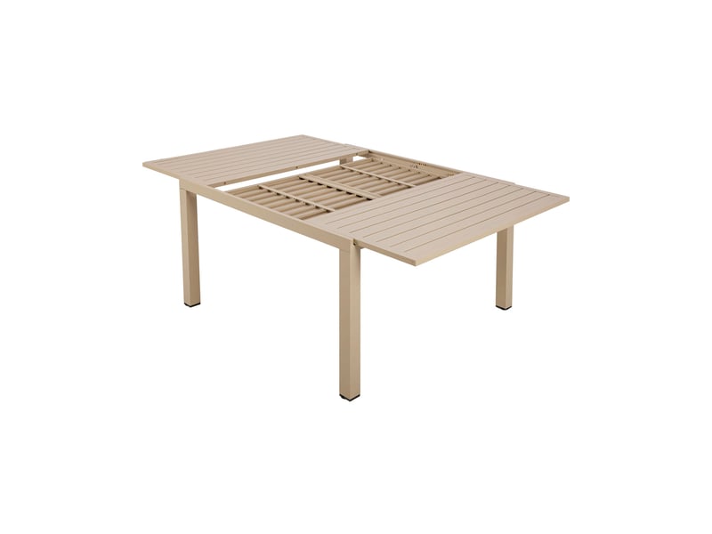 Table en alu carree extensible 120x120- 180 cm coloris creme - Conforama D