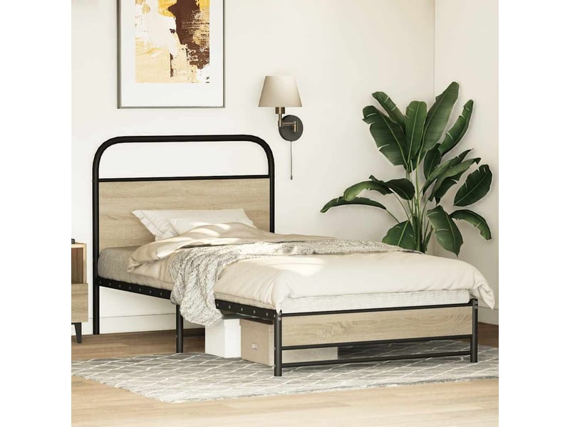  Lit simple- lit adulte -  cadre de lit sans matelas 100x200 cm chêne sonoma  - Conforama C