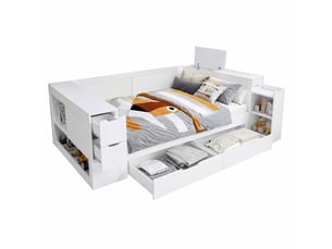 Lit coffre 140x190 cm <strong>CHICFURN</strong>  <strong></strong> coloris blanc