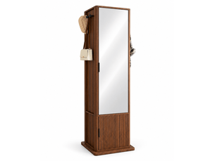 Armoire à bijoux pivotante 360° avec miroir, rangement 4-en-1, noyer foncé
