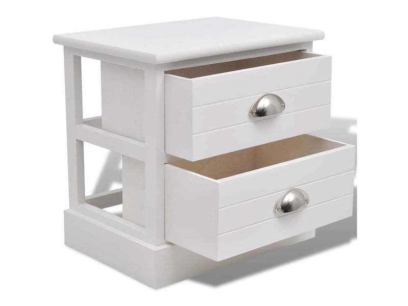  Lot de 2 table de chevet - cabinet de chevet - table de nuit en style français blanc  - Conforama C