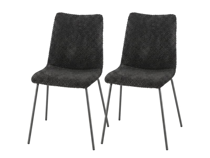 Lot de 2 chaises salle à manger bouclette teddy anthracite  - Conforama E
