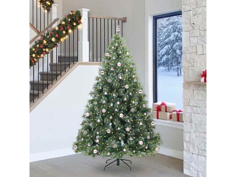  Sapin de noël artificiel, arbre de noël avec 300 led vert 240 cm pe et pvc shl7409  - Conforama B