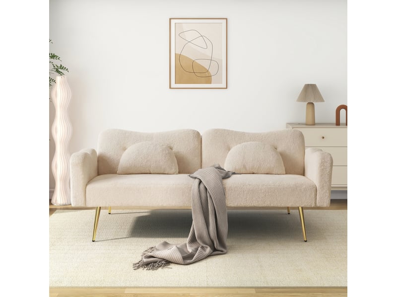  Canapé-lit 2 places 175x79x82 cm dossier réglable bois beige naturel  - Conforama B