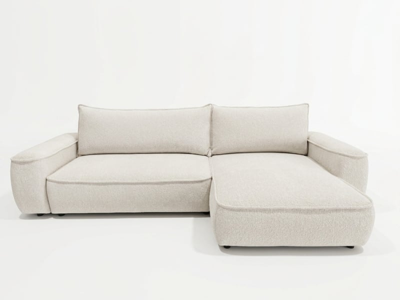 Bobochic canapé d'angle réversible convertible honore tissu chenille blanc HONORE - Conforama A