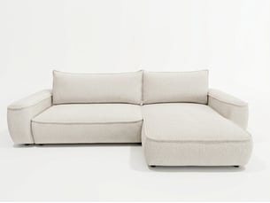 Canapé d'angle réversible convertible <strong>BOBOCHIC</strong> <strong>HONORE</strong> 3 places Tissu blanc avec coffre de rangement