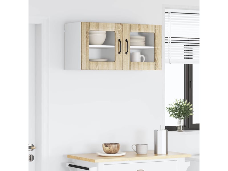  Meuble mural de cuisine, cabinet en verre mural 2 pcs chêne sonoma shl7017  - Conforama D
