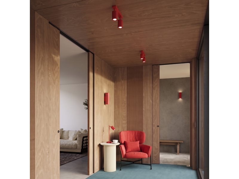  Plafonnier rayo 4l rouge aluminium moderne 16.5x81x6cm SL.3251 - Conforama C