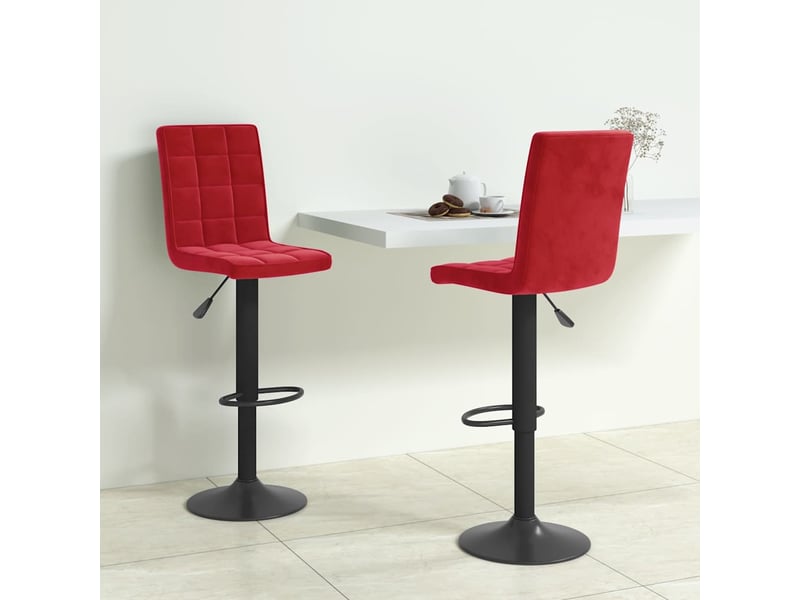  Lot de 2 tabouret de bar, chaise de bar rouge bordeaux velours shl57686  - Conforama B