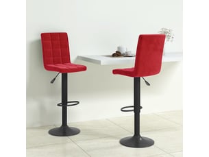 Lot de 2 tabouret de bar, chaise de bar rouge bordeaux velours shl57686