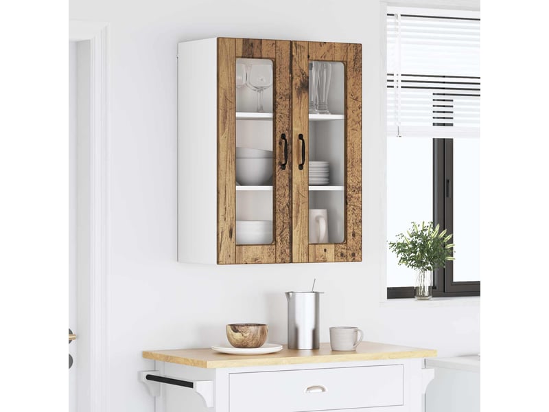 Meuble mural de cuisine, cabinet en verre mural bois ancien 60x31x80cm shl153 - Conforama D