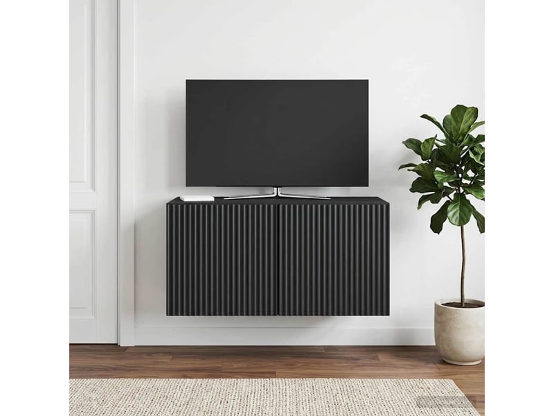  Meuble tv - banc tv - meuble de rangement mural 59,5 x 31 x 30 cm noir bois d'ingénierie  - Conforama D