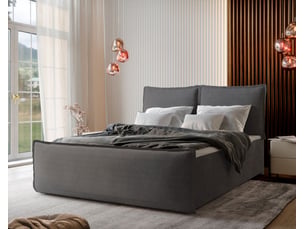 Lit avec rangement 180x200 cm <strong>MASSENO</strong> <strong></strong> coloris gris