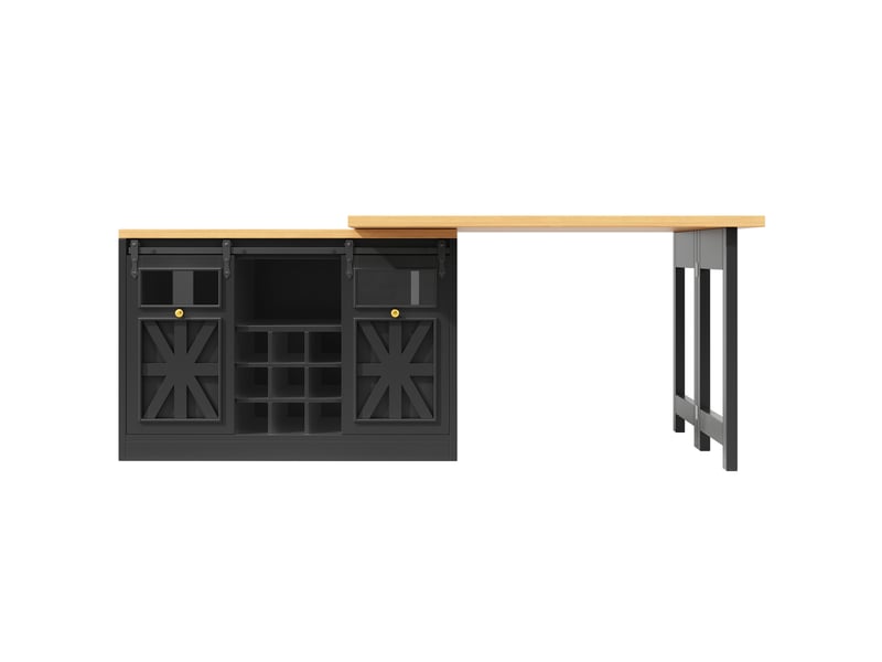 Îlot de cuisine 3-en-1 extensible et pivotant 120-197x40x72 cm noir - Conforama R