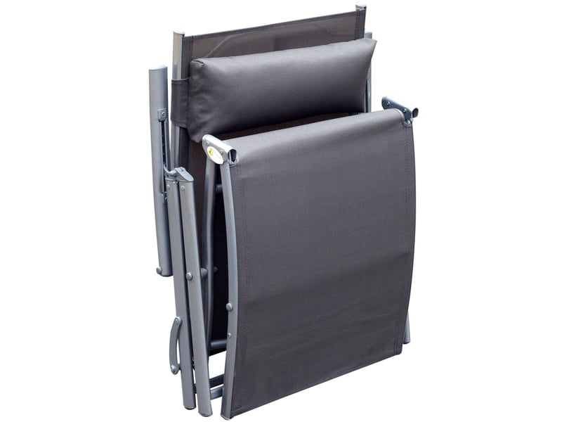 Transat pliable,180x63,5x100,5 cm,dossier 7 positions,métal,gris - Conforama E