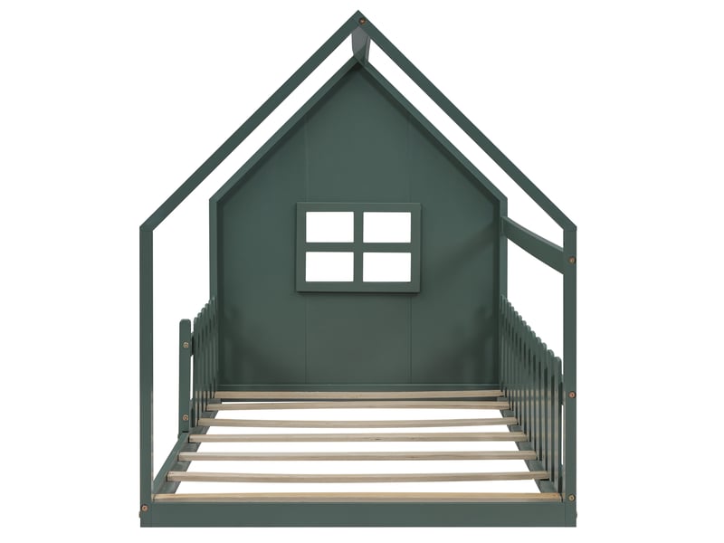  Modenvie lit enfant cabane 90x200 cm - structure en pin et mdf, sans matelas - vert  - Conforama E