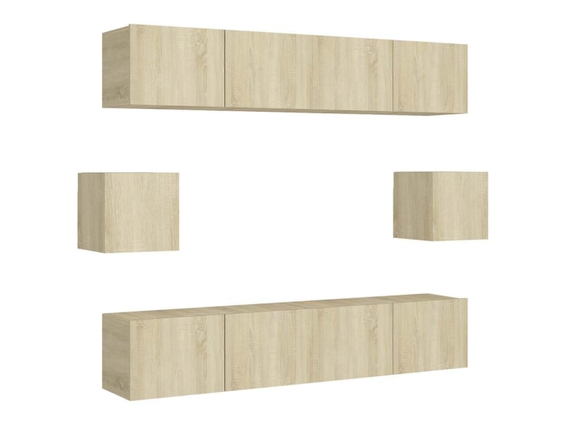  Ensemble de meubles tv - banc tv - meuble de rangement 6 pcs chêne sonoma bois d'ingénierie  - Conforama A