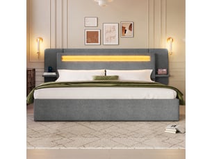 Lit coffre 180x200 cm coloris gris