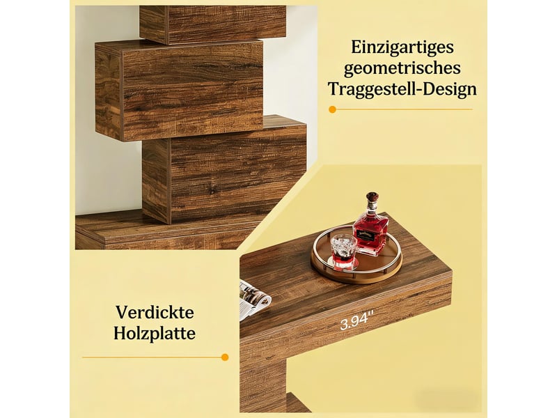  Table console avec base géométrique en bois marron foncé 108x30x80 cm  - Conforama D
