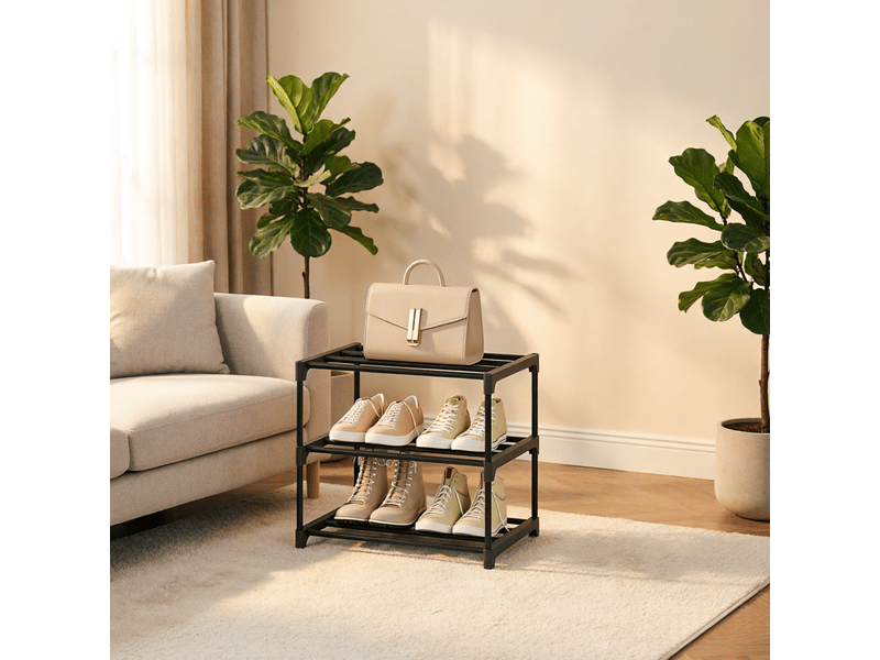  Étagère à chaussures 3 niveaux en métal noir 42 x 30 x 37 cm T5828P514024 - Conforama B