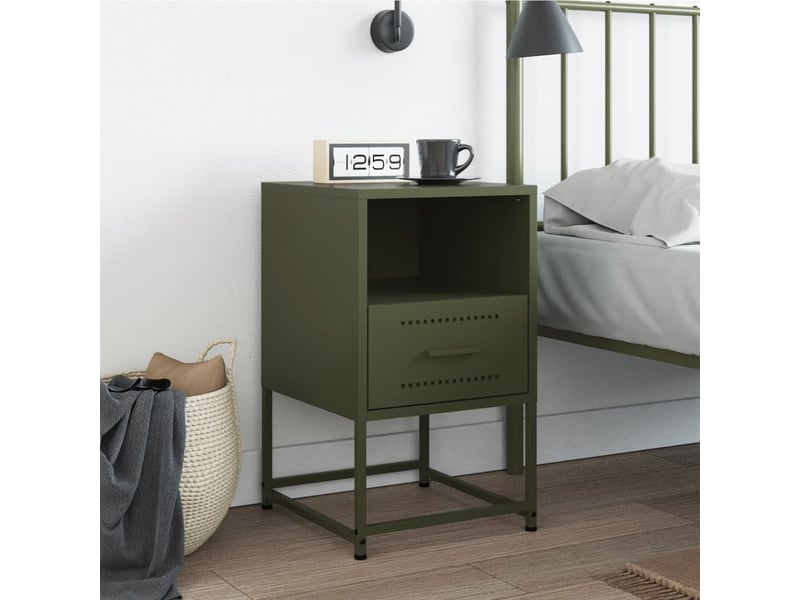  Table de chevet - cabinet de chevet - table de nuit vert olive 36x39x60,5 cm acier  - Conforama B