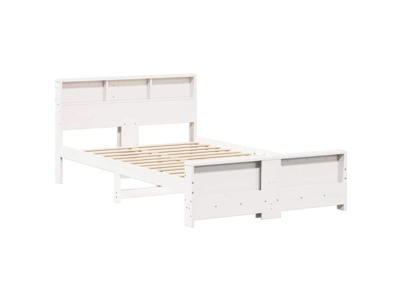  Lit double- lit adulte -  cadre de lit avec étagère blanc 135 x 190 cm pin massif  - Conforama C