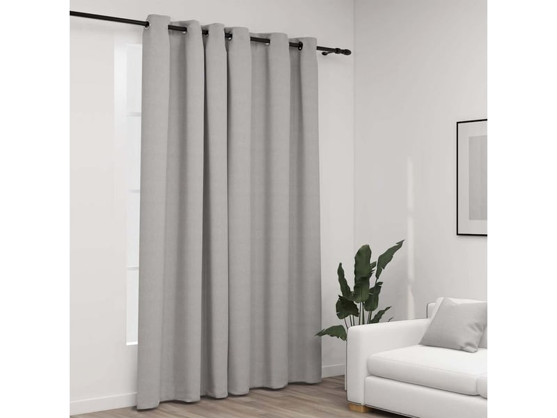  Rideau occultant, rideau black-out aspect de lin avec œillets gris 290x245 cm cf43941  - Conforama B