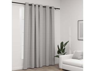 Rideau occultant, rideau black-out aspect de lin avec œillets gris 290x245 cm cf43941