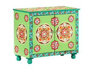 Buffet - bahut - meuble de rangement peint à la main multicolore 70x35x60 cm bois de manguier