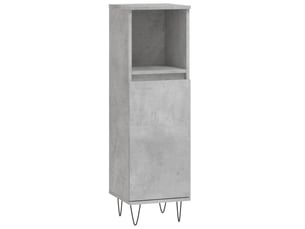 Armoire de salle de bain, meuble de rangement gris béton 30x30x100 cm