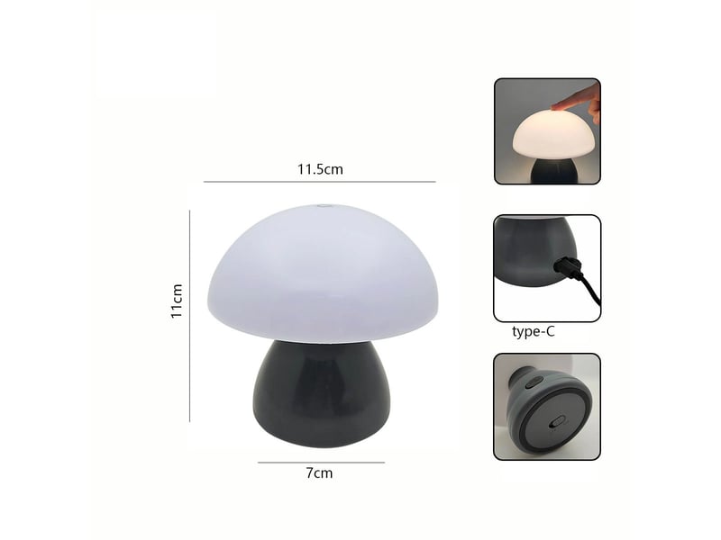  Veilleuse champignon à tapoter, lumière blanc chaud – lampe d'ambiance pour chambre, chevet et table-rose  - Conforama B