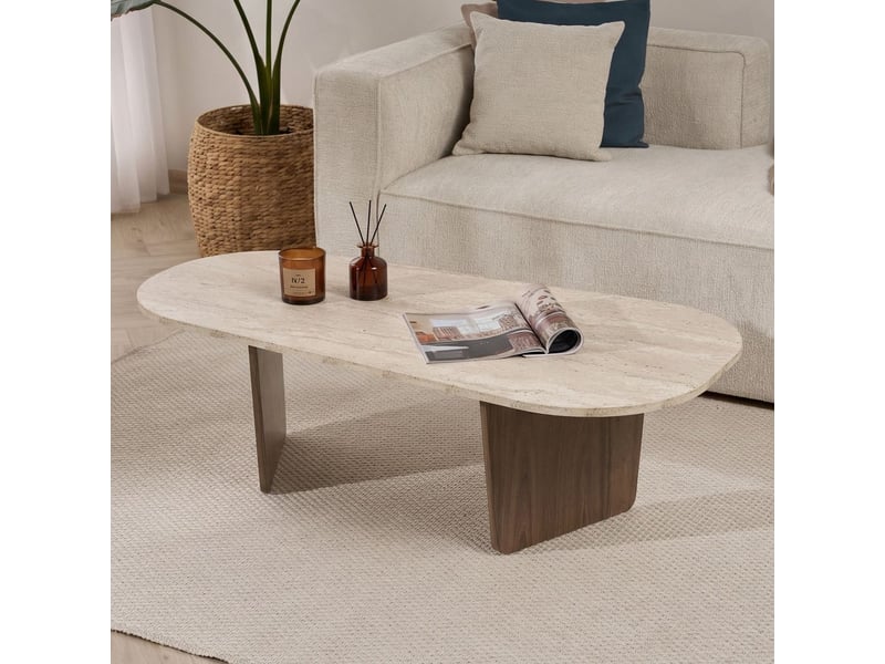  Table de salon ovale en mélamine 130x65 ovalis  - Conforama B