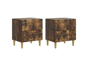 Table de chevet - cabinet de chevet - table de nuit 2 pièces chêne fumé 43 x 34,5 x 48 cm
