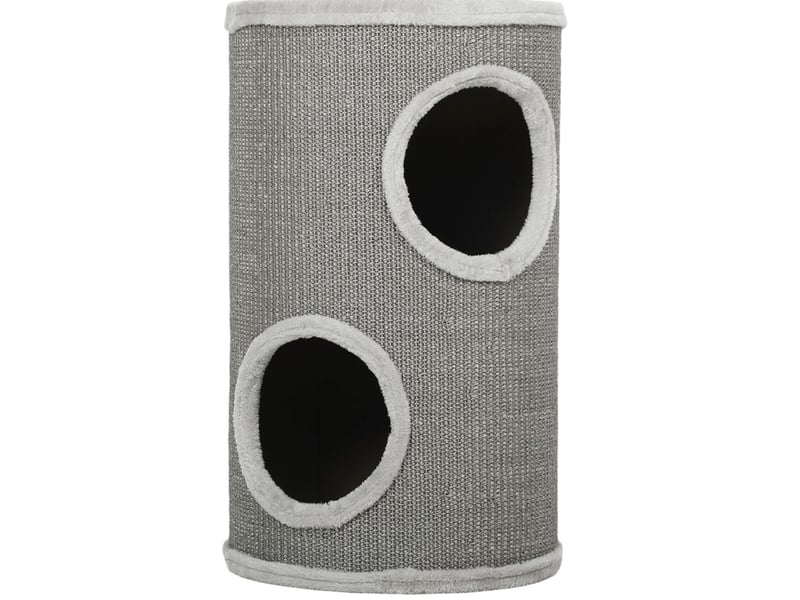  Tour à griffer à 2 niveaux ø35 x h60 cm – gris clair – 2 niches et surface en sisal – sans montage  - Conforama A