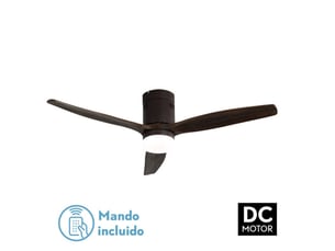 Ventilateur de plafond fabrilamp aguilón dc marronchêne 3 pales 132 cm 6 vitesses led 20 w télécommande