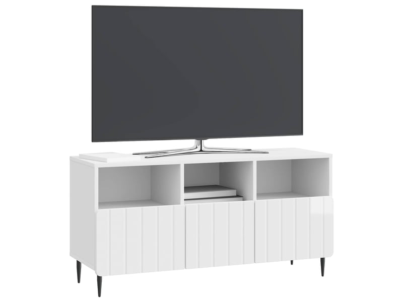  Meuble tv - banc tv - meuble de rangement blanc brillant 102 x 34,5 x 50 cm bois d'ingénierie  - Conforama C