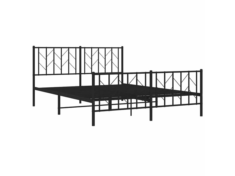  Lit double- lit adulte -  cadre de lit métal sans matelas avec pied de lit noir 150x200cm  - Conforama C