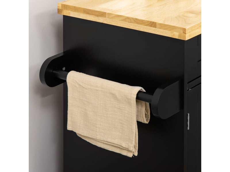  Desserte de cuisine mobile 109x40x89 cm noire avec plan de travail  - Conforama D