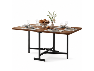 Table à manger pliante gain de place 120x80 cm, extensible avec structure en métal, mdf - noyer