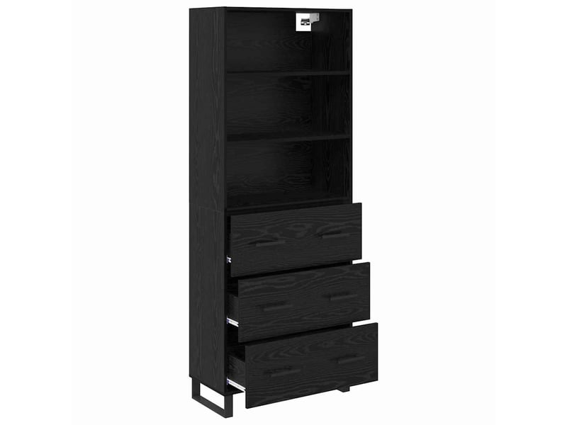 Buffet - haut armoire 2 pc chêne noir 69,5 x 34 x 180 cm - Conforama E