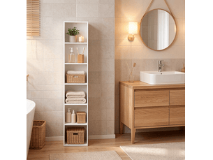 Bibliotheque coloris blanc 6 étagère(s) <strong>FLORAGRACE</strong> <strong></strong> - 30 cm x 158.4 cm
